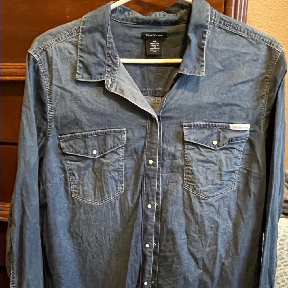 Calvin Klein denim button up - like new, just wrinkled! ;)